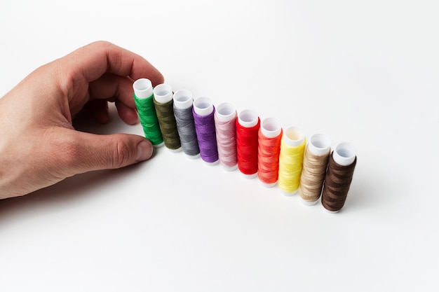 Вышивка на ткани — крупный план